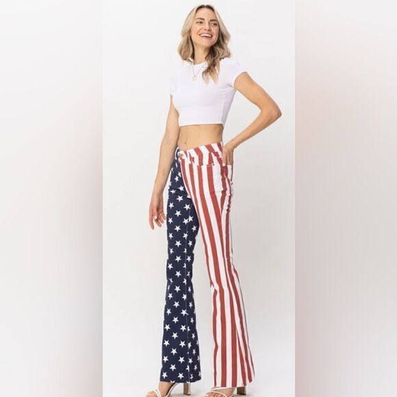 High Waist American Flag Print Flare - Picture 5 of 7